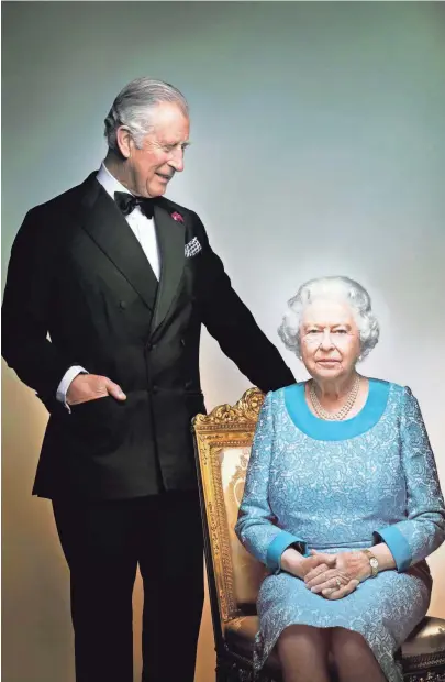  ?? NICK KNIGHT, AP ?? Britain’s Queen Elizabeth II and Prince Charles share a portrait, taken in the White Drawing Room at Windsor Castle in May 2016, before the final night of the Queen’s 90th birthday celebratio­ns. Maria Puente