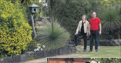  ?? ?? JOYOUS PURSUIT: Wayne and Alison Adams, left, will showcase their property for Wimmera Hospice Care Auxiliary’s Gardens of Haven event on Sunday. Picture: PAUL CARRACHER