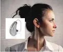  ??  ?? The Audibel “A4” hearing aid with dual MEMS microphone­s, Bluetooth and T-coil streaming is available locally through NewSound Hearing Aid Centers.