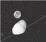  ?? NASA/ JPL- CALTECH ?? An artist’s conception imagines an asteroid as it passes near Earth on Oct. 12.