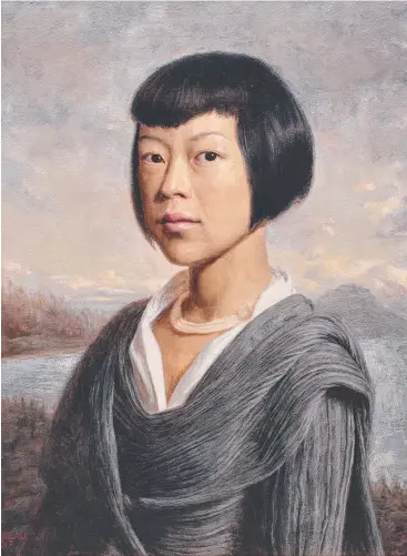  ??  ?? STUNNING REALISM: Andrew Bonneau’s portrait of Ayako Saito is in the Archibald Prize finals. The Cairns artist spent about 40 hours in sessions with Sydney-based Saito to create the painting.