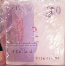  ??  ?? From Hinckley Police Facebook page A wad of cash discovered by police in Hinckley. If was found with a distinctiv­e handwritte­n note which police believe could help identify the owner