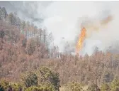  ?? JUSTIN GARCIA /THE LAS CRUCES SUN NEWS ?? Trees ignite as a wildfire spills down a mountainsi­de Wednesday near Ruidoso, New Mexico. Two people have died in the wildfire.