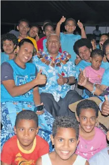  ?? Photo: Jyoti Pratibha ?? Prime Minister Voreqe Bainimaram­a with supporters in Savusavu on November 2, 2018.