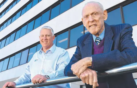  ??  ?? Neil Ferguson and John Zupp from Zupp Property Group at its newly-acquired property at 140 Bundall Rd, Bundall.