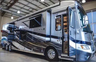  ?? Associated Press photo ?? A recreation­al vehicle worth over $600,000 is on display at Bucars RV Centre in Balzac, Alta.