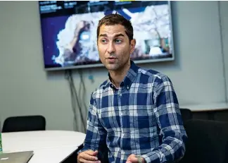  ??  ?? SPACE NERDS: Planet Labs CEO and co-founder Will Marshall, left, and Vice President of Product Marketing Alex Bakir, below, run their business out of a warehouse in San Francisco’s Mission District.