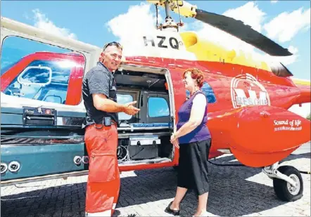 ??  ?? Pilot and patient: When Matamata woman Lee Love was injured in a minibus crash last year, Westpac Rescue Helicopter pilot Dan Harcourt went out on a rainy night to fly her to hospital.