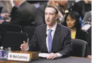  ?? Olivier Douliery / Abaca Press 2018 ?? Facebook CEO Mark Zuckerberg testifies before the Senate judiciary and commerce committees.