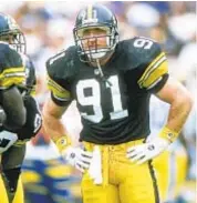  ??  ?? Kevin Greene became Hall of Fame LB with Steelers, Rams, Panthers and Niners. STEPHEN DUNN, GETTY