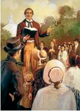  ??  ?? A piece of Mormon art shows Joseph Smith preaching.