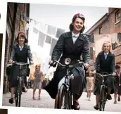  ??  ?? Above: The Historic Dockyard Chatham, seen in the background, recreates Poplarin the Sixties and left some of the Call The Midwife cast