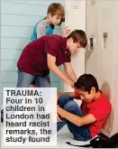  ??  ?? TRAUMA: Four in 10 children in London had heard racist remarks, the study found