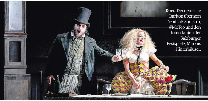  ??  ?? Der Sarastro bei den Salzburger Festspiele­n: Für seine Rolle in der „Zauberflöt­e“musste Matthias Goerne heuer in Salzburg viel Kritik einstecken. Hier im Bild mit Christiane Karg (Pamina)