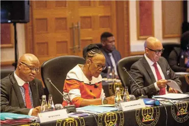  ?? Picture: Papi Morake/Gallo Images ?? Judge Mngqibisa-Thusi and her legal team at the Hilton Hotel in Johannesbu­rg on January 29 during the hearings on the complaint brought by judge president Dunstan Mlambo against her.