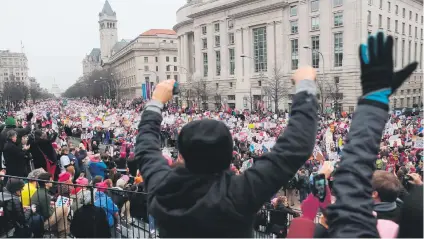  ?? Picture: AFP ?? PROTESTERS. People at the Women’s March on Washington, with the US Capitol in the background, on Saturday. Large crowds attended the anti-Trump rally a day after the new US president was sworn in.