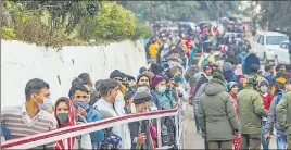  ?? ?? Heavy rush of devotees at Mata Vaishno Devi shrine in Reasi district on Saturday.