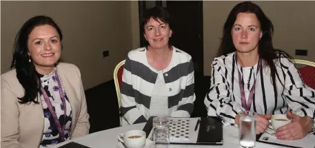  ??  ?? Edel McGuinness, Estelle Cotter and Sigita Ekuse at the Network Louth event “Perfect Pitch” workshop with Dragons Den Coach Catherine Moonan at the D Hotel.