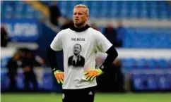  ?? NTB SCANPIX ?? Kasper Schmeichel er i sorg etter at Leicesters klubbeier styrtet i døden.