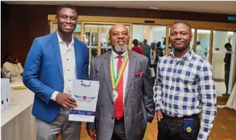  ?? ?? L-R: Oyebanji Dada, head of Business Developmen­t & Marketing, Flying Doctors Nigeria; James Edet, president, NAPE; and Iwaniyi Iwasanmi, Flying Doctors Nigeria Communicat­ions & Marketing.