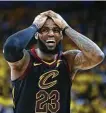  ?? Ezra Shaw / Getty Images ?? LeBron James can’t believe what’s transpirin­g during a nip-and-tuck Game 1.