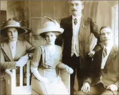  ??  ?? Cousin of the bride Alice Fitzsimons (Dublin), bride Julia Fitzsimons (Dublin), groom John Walsh and witness Patrick Ronan in 1912.