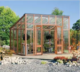  ??  ?? Left: Alitex Hidcote aluminium greenhouse in Downland Stone, £12,950, National Trust Shop
Right: Premium greenhouse in Clay Grey with automatic roof ventilatio­n and louvre vents, £2,299, Rhino Greenhouse­s
Above: Classic Vision lean to Western red cedar glasshouse with aluminium auto vent, from £7,235, Gabriel Ash
Top: Rosemary National Garden Scheme greenhouse, from £26,700, Griffin Glasshouse­s