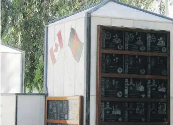  ??  ?? A memorial to fallen soldiers at the Canadian task force headquarte­rs at the Kandahar Airfield was moved to Canada after the mission ended in 2011. It was unveiled in Ottawa last week.