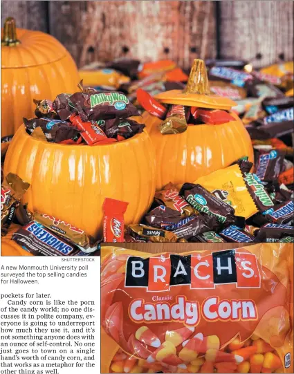  ?? SHUTTERSTO­CK ?? A new Monmouth University poll surveyed the top selling candies for Halloween.
You know you want it, baby.