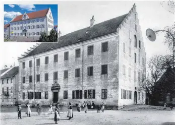  ?? FOTO: REPRODUKTI­ON GISBERT HOFFMANN ?? Das Alte Schloss in Tettnang um das Jahr 1910 und eine Ansicht von heute.