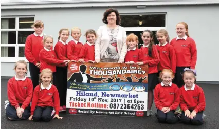  ??  ?? Pupils from Newmarket Girls School prepairing for “Who wants to be a Thousandai­re” fundraiser in the HiLand on Friday 10th November. A fundraiser launch open night is being held in the school on Wednesday 11th October. All welcome to enjoy a tour of...