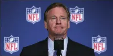  ?? PHOTO ?? NLF Commission­er Roger Goodell listens to a question during a news conference after the NFL owners winter meeting in Irving, Texas, on Wednesday. AP