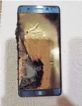  ?? JONI GANTZ BARWICK, AP ?? A fire-damaged Galaxy Note 7.