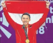  ?? AFP ?? Jonatan Christie in all smiles after winning the final.