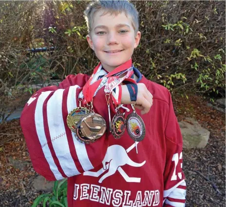  ?? Photo: Jason Gibbs ?? YOUNG STAR: Toowoomba’s Hugh Campbell played for the Queensland under-13 ice hockey team at the Australian Ice Hockey Championsh­ips.