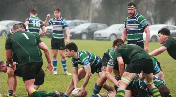  ??  ?? Stephen Horan of Gorey getting his back line into the game.