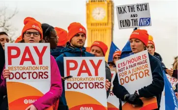 ?? ?? Protest: Junior doctors in January – they’re planning to strike again this month
