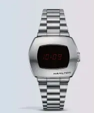  ??  ?? HAMILTON, PSR Hamilton has revived the Pulsar – the first ever digital watch. It features the same dimensions as the original but now uses a hybrid display – mixing the latest LCD and OLED tech. hamiltonwa­tch.com