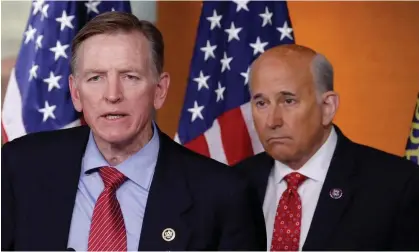  ?? Photograph: Jonathan Ernst/Reuters ?? Louie Gohmert, right, and Paul Gosar ‘seemed to be joined at the brain stem when it came to their eagerness to believe wild, dramatic fantasies’.