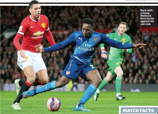  ??  ?? Back with a bang: Welbeck fires home against his old club