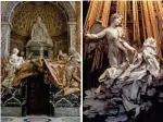  ??  ?? Sepulcro del Papa Alejandro VII en San Pedro del Vaticano y el Éxtasis de Santa Teresa en la iglesia de la Victoria, ambos de Bernini, en Roma.
