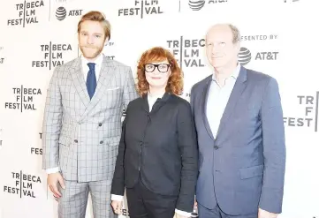  ??  ?? Producer Adam Haggis, Sarandon and author Doron Weber attend the premiere of ‘Bombshell: The Hedy Lamarr Story' during 2017 Tribeca Film Festival in New York. — AFP file photos