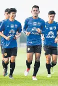  ??  ?? Thai U23 players during training.