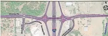  ?? TRANSPORTA­TION] ?? A diverging diamond interchang­e is planned at Waterloo Road and Interstate 35. The road is designed to ease congestion by funneling vehicles to the left side of the road to allow drivers to turn left without crossing oncoming traffic. [OKLAHOMA DEPARTMENT OF