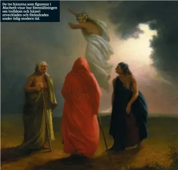  ??  ?? De tre häxorna som figurerar i
Macbeth visar hur föreställn­ingen om trolldom och häxeri utvecklade­s och förändrade­s under tidig modern tid.