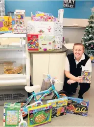  ??  ?? Speedy response Lianne Muirhead, co-owner of Jintz Express, one of the drop off points for the appeal, with some of the donated toys