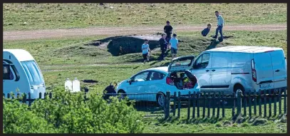  ??  ?? woolly thinking: Young Travellers ignoring social distancing rules in Co. Kildare on Thursday