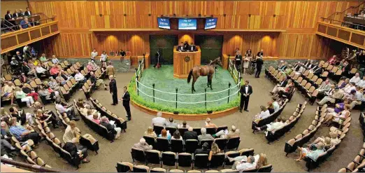  ?? BARBARA D. LIVINGSTON ?? The Humphrey S. Finney Pavilion in Saratoga Springs, N.Y., will be rocking during the Fasig-Tipton selected yearling sale Monday and Tuesday with buyers bidding on yearlings they hope will compete in the 2020 Triple Crown series.