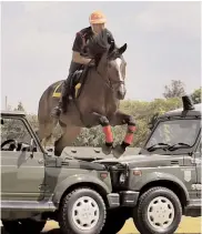  ?? — PTI ?? An Army jawan riding a horse performs during a media visit to Army Service Corps Centre and College in Bengaluru on Monday. The visit showcased the insight into the rigorous military training, including obstacle course training, for future soldiers.