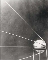  ?? Zentralbil­d Picture Service / Associated Press ?? The first official picture of the Soviet satellite Sputnik I was issued in Moscow on Oct. 9, 1957, showing the satellite with its four antennas resting on a pedestal.